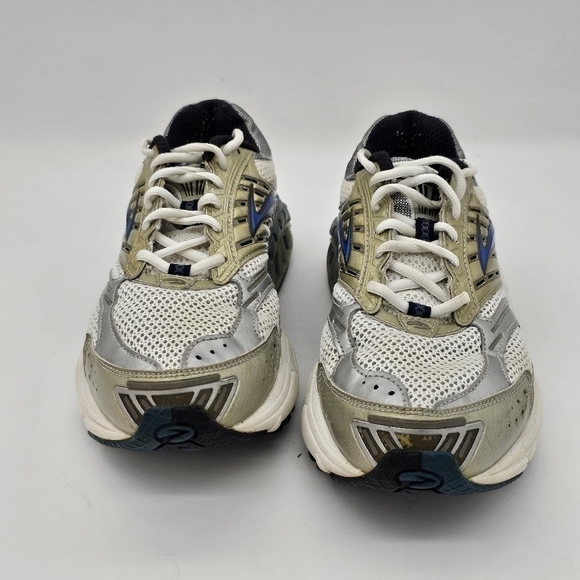 Brooks Mens Running Shoes Sneaker Lace Up Cream Gray Blue Size 8.5 - Picture 3 of 14